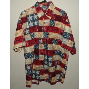 High Seas Trading Mens XL SS Button Shirt American Patriotic Freedom Liberty USA